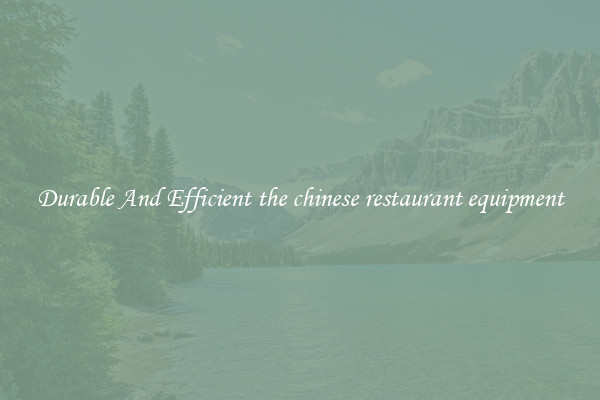 Durable And Efficient the chinese restaurant equipment