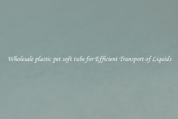 Wholesale plastic pet soft tube for Efficient Transport of Liquids