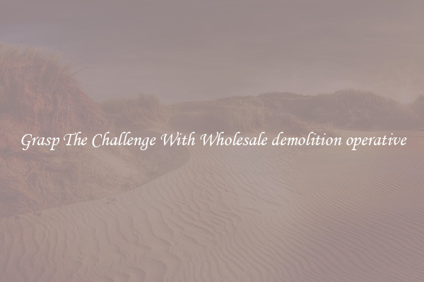 Grasp The Challenge With Wholesale demolition operative